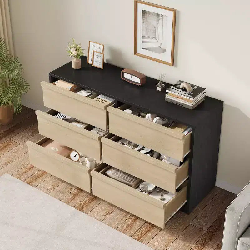 Acekool TV Stand and Dresser, Modern Storage Organizer for Bedroom, Large Wood Tabletop