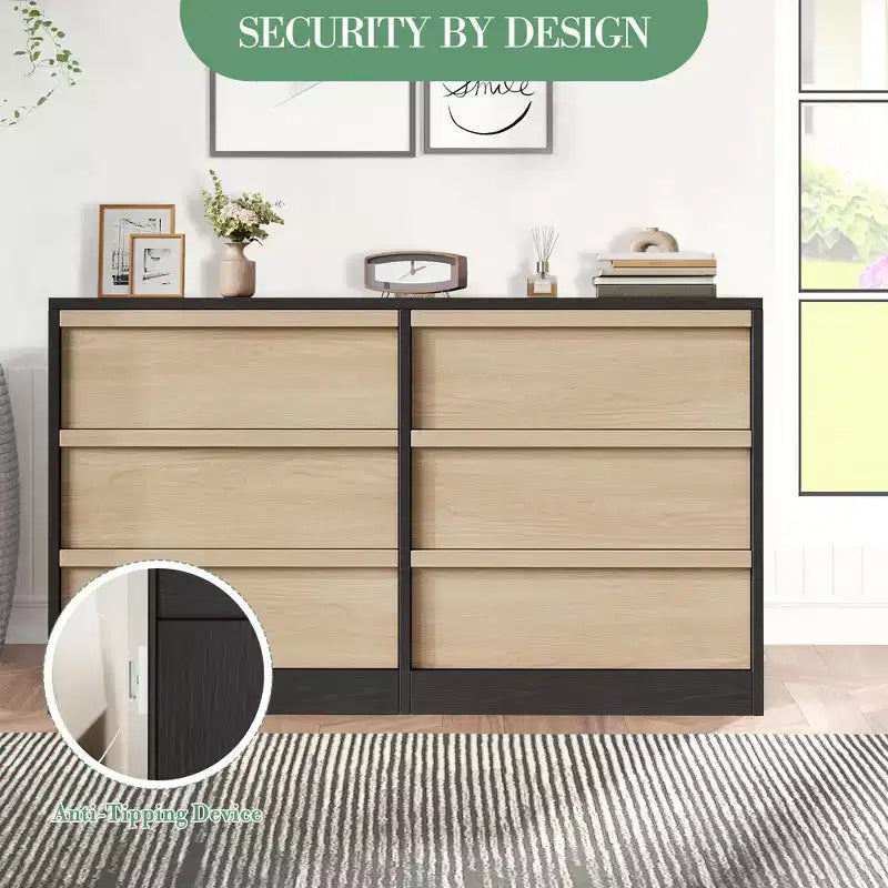 Acekool TV Stand and Dresser, Modern Storage Organizer for Bedroom, Large Wood Tabletop