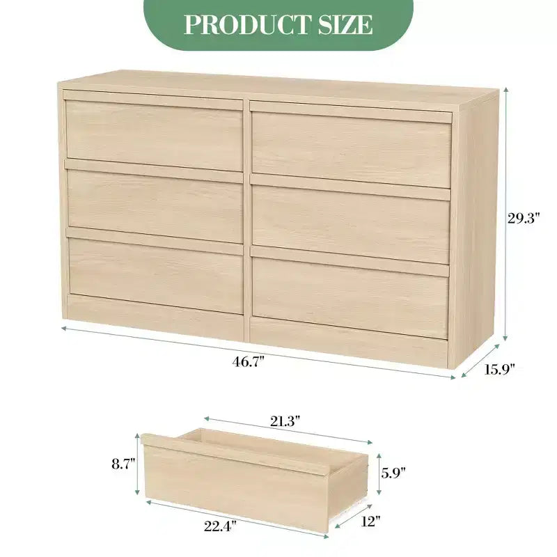 Acekool TV Stand and Dresser, Modern Storage Organizer for Bedroom, Large Wood Tabletop