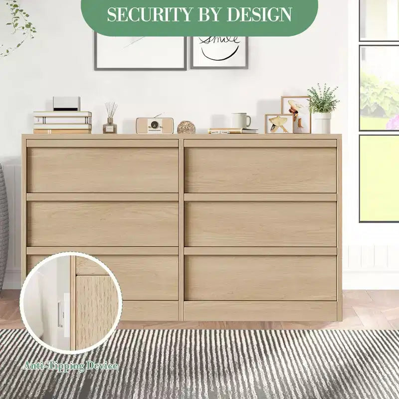 Acekool TV Stand and Dresser, Modern Storage Organizer for Bedroom, Large Wood Tabletop