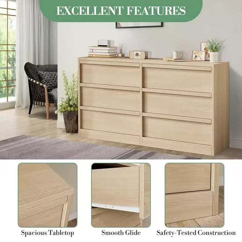 Acekool TV Stand and Dresser, Modern Storage Organizer for Bedroom, Large Wood Tabletop