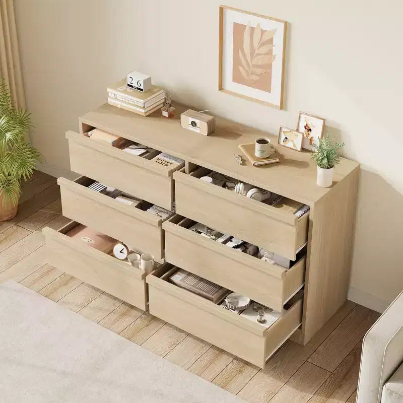 Acekool TV Stand and Dresser, Modern Storage Organizer for Bedroom, Large Wood Tabletop