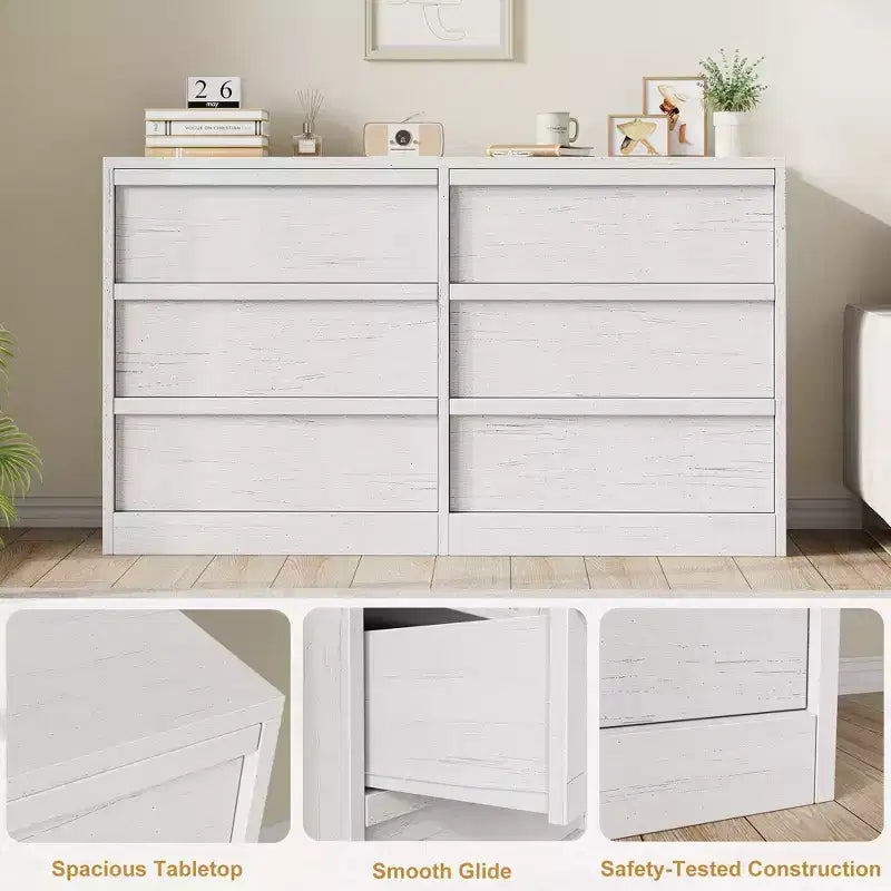 Acekool TV Stand and Dresser, Modern Storage Organizer for Bedroom, Large Wood Tabletop