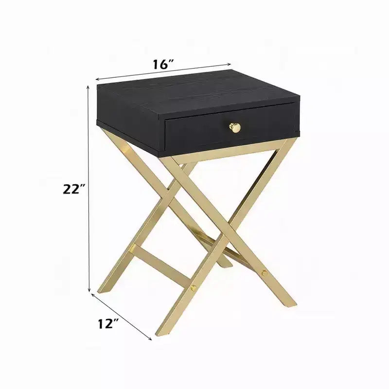 Royal Hampton Side Table, Black & Gold
