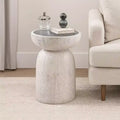 Royal Hampton Accent Table, Sculpted Natural Gray Cement, Round 14 Inch Top