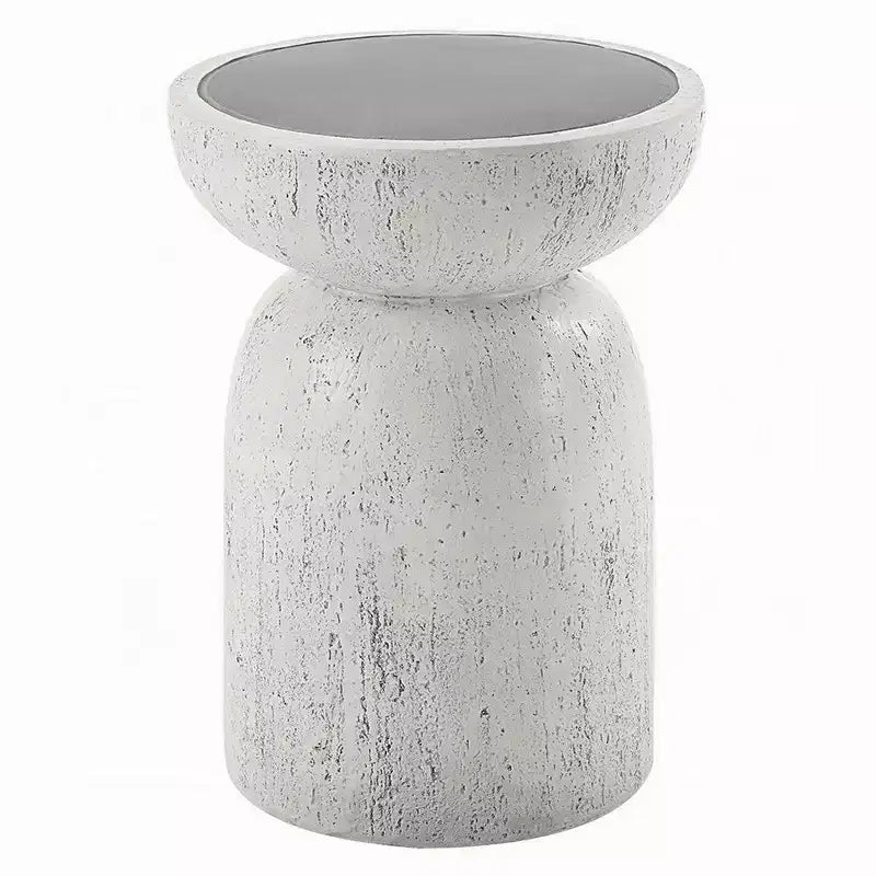 Royal Hampton Accent Table, Sculpted Natural Gray Cement, Round 14 Inch Top