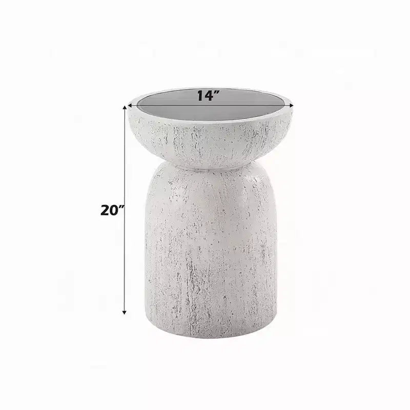 Royal Hampton Accent Table, Sculpted Natural Gray Cement, Round 14 Inch Top
