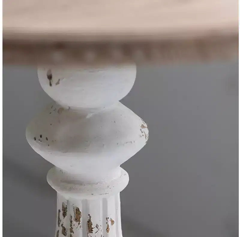 GDFStudio Hueber Lightweight Concrete Round Side Table with Carved Pedestal Base