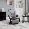Faux Leather Manual Recliner, Adjustable Swivel Lounge Chair, Armchair with Footrest and Round Base for Living Room