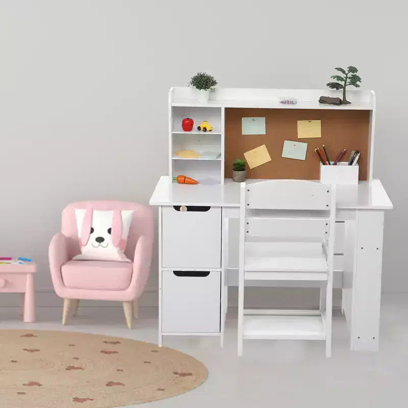 Children's Desk and Chair Set with Storage Shelf Kids' School Study Desk Set Perfect for Bedrooms