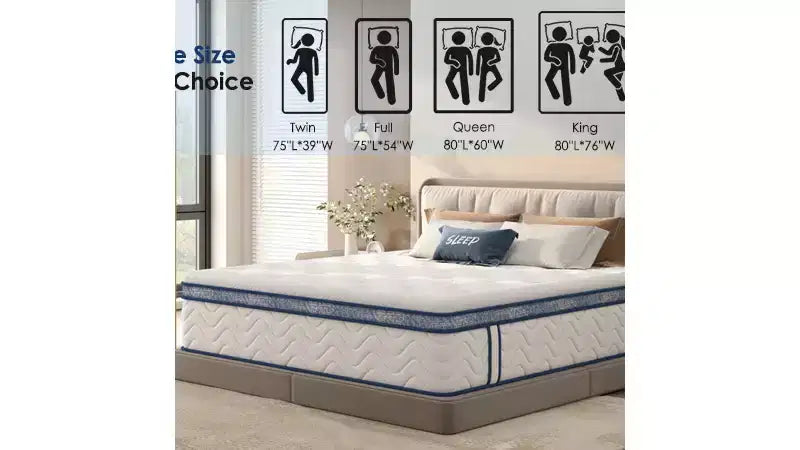 Whisen 10 Queen Hybrid Mattress with Memory Foam, Pocket Innerspring, Medium Firm