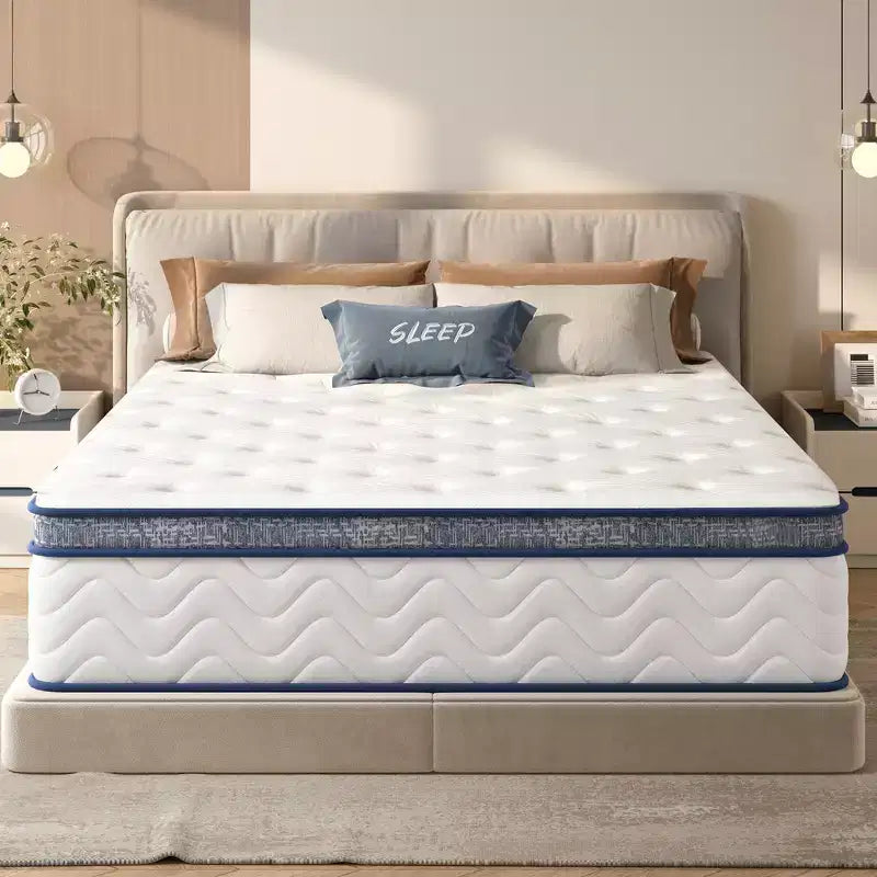 Whisen 10 Queen Hybrid Mattress with Memory Foam, Pocket Innerspring, Medium Firm