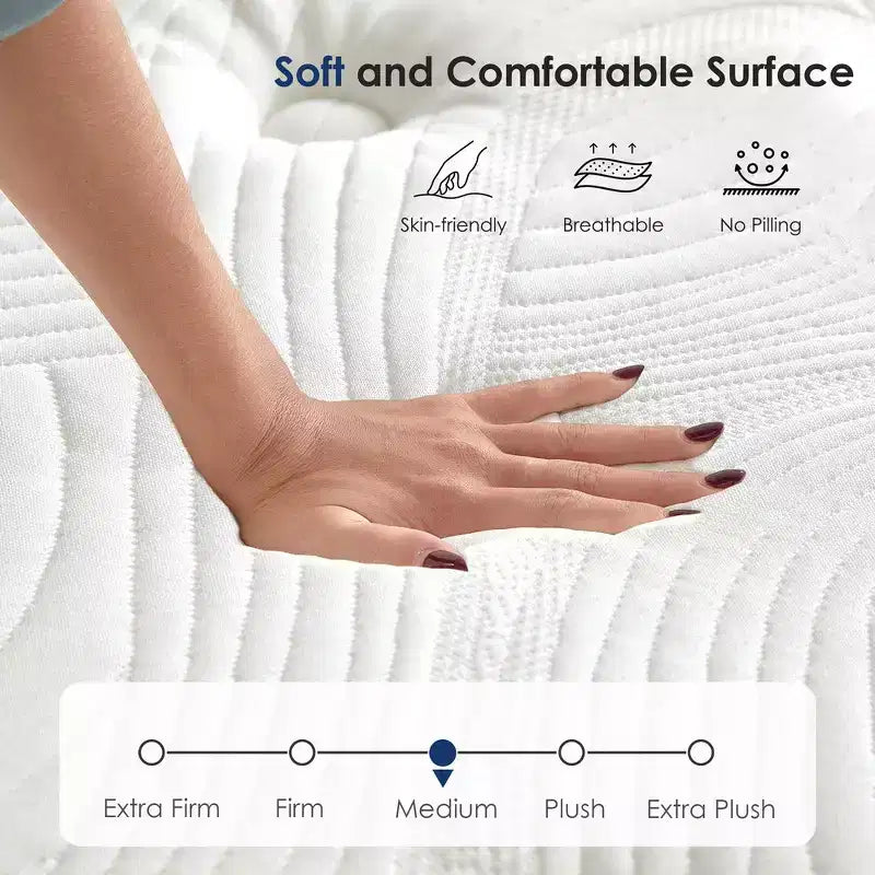 Whisen 10 Queen Hybrid Mattress with Memory Foam, Pocket Innerspring, Medium Firm