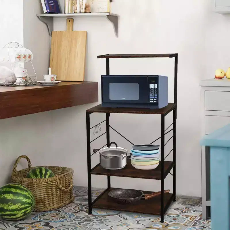Karl Home 4 Tier Wooden Kitchen Shelf Baker's Rack