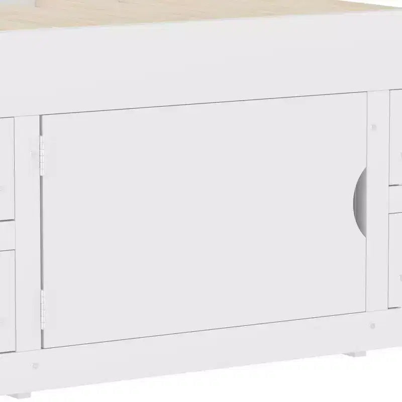 Luxystar Twin Size Captain Platform Bed with Bookcases Headboard and 4 Adjustable Drawers for Bedroom, White