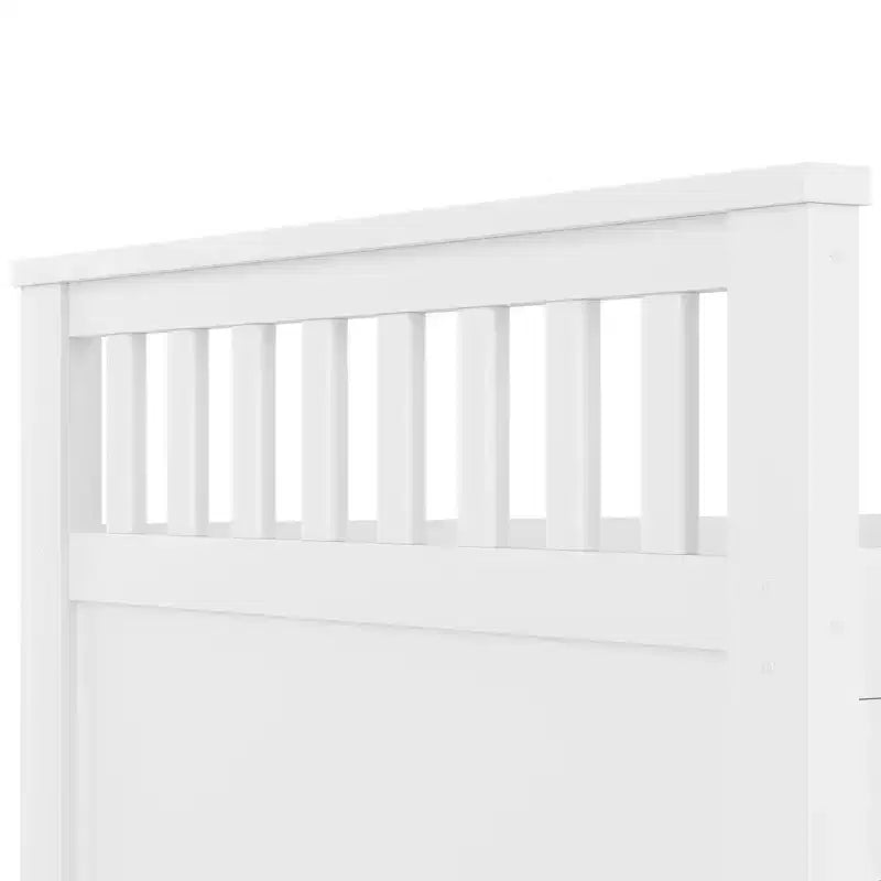 Luxystar Twin Size Captain Platform Bed with Bookcases Headboard and 4 Adjustable Drawers for Bedroom, White