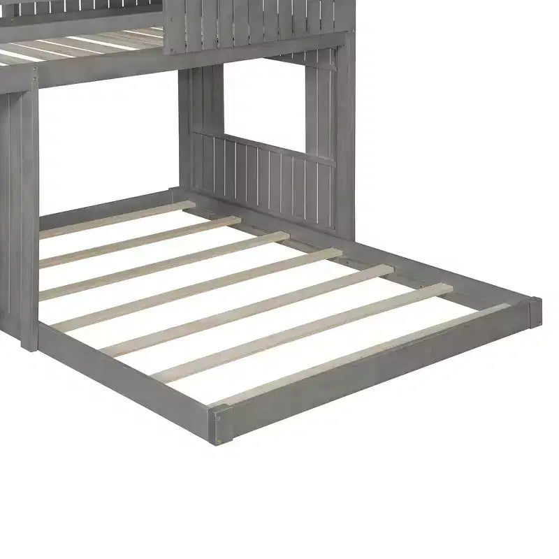 Twin Over Full Bunk Bed Loft Bed with Playhouse Design, Ladder & Guardrails - ModernLuxe