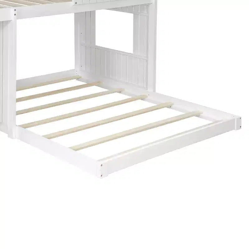 Twin Over Full Bunk Bed Loft Bed with Playhouse Design, Ladder & Guardrails - ModernLuxe