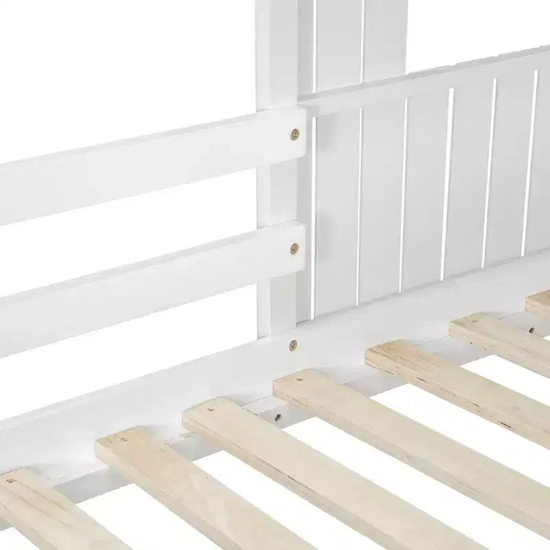 Twin Over Full Bunk Bed Loft Bed with Playhouse Design, Ladder & Guardrails - ModernLuxe