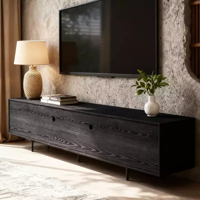 70.87 Inch TV Stand for TVs up to 80 Inches with Slatted Doors Storage Media Console for Living Room Gaoyangjiaju