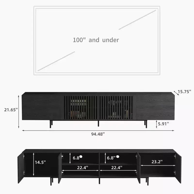 70.87 Inch TV Stand for TVs up to 80 Inches with Slatted Doors Storage Media Console for Living Room Gaoyangjiaju