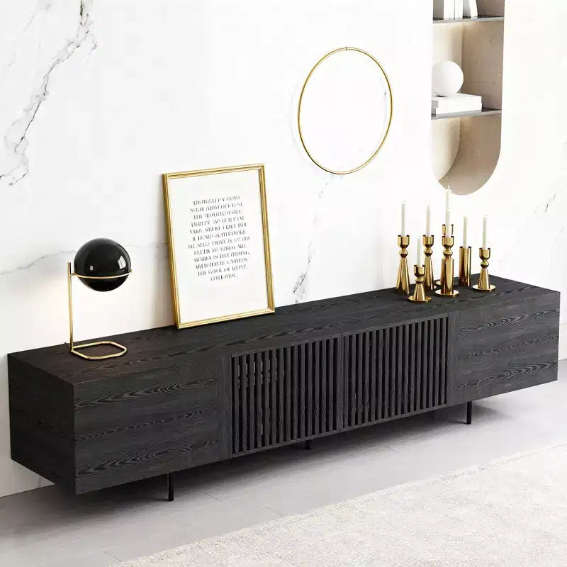 70.87 Inch TV Stand for TVs up to 80 Inches with Slatted Doors Storage Media Console for Living Room Gaoyangjiaju