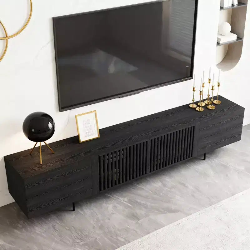70.87 Inch TV Stand for TVs up to 80 Inches with Slatted Doors Storage Media Console for Living Room Gaoyangjiaju