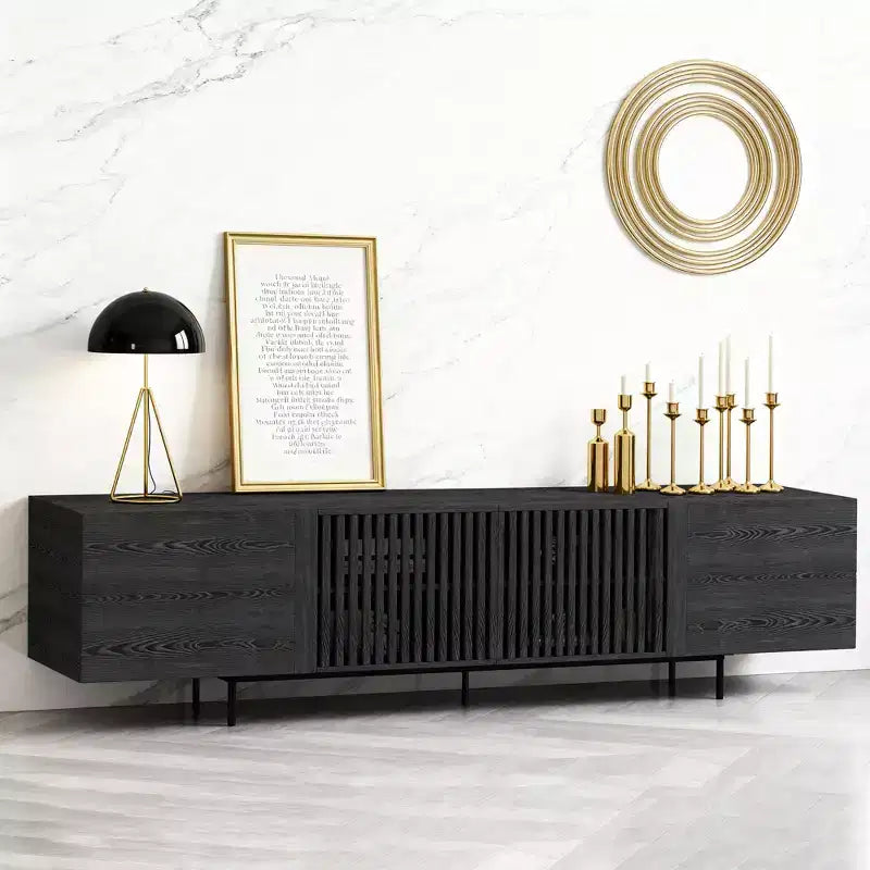 70.87 Inch TV Stand for TVs up to 80 Inches with Slatted Doors Storage Media Console for Living Room Gaoyangjiaju