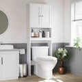 Over Toilet Storage Cabinet Bathroom Shelf Organizer with Anti - Tip Device Small Freestanding Space Saver White Adjustable Shelf