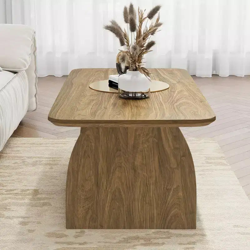 Modern Double-Layer Coffee Table with Storage Shelf, Retro Rectangular Center Table for Living Rooms or Apartments - Panipeachy