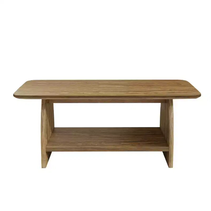 Modern Double-Layer Coffee Table with Storage Shelf, Retro Rectangular Center Table for Living Rooms or Apartments - Panipeachy