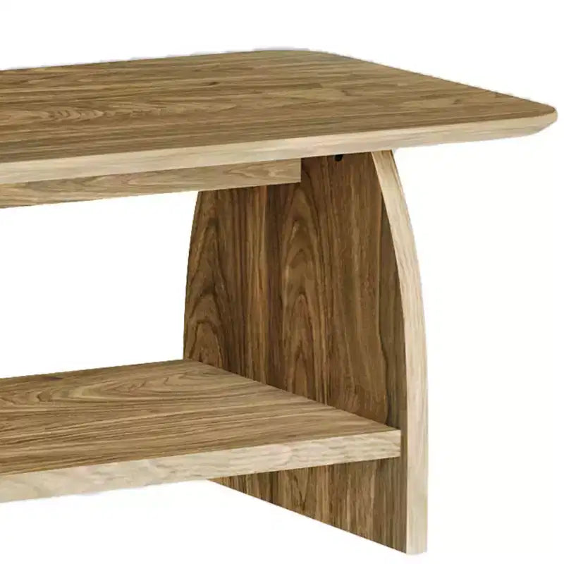 Modern Double-Layer Coffee Table with Storage Shelf, Retro Rectangular Center Table for Living Rooms or Apartments - Panipeachy