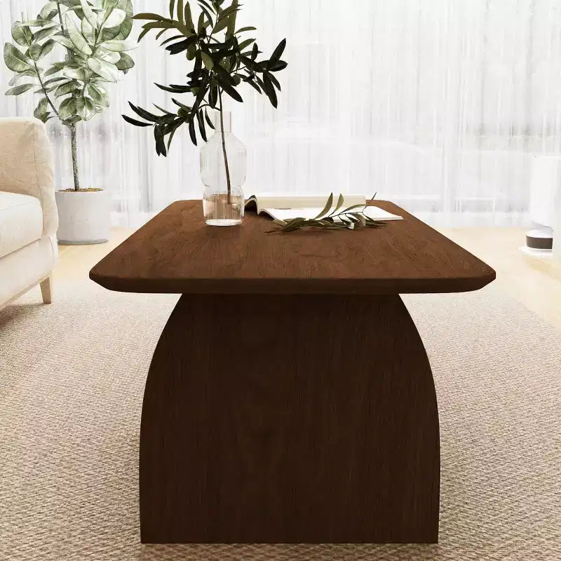 Modern Double-Layer Coffee Table with Storage Shelf, Retro Rectangular Center Table for Living Rooms or Apartments - Panipeachy
