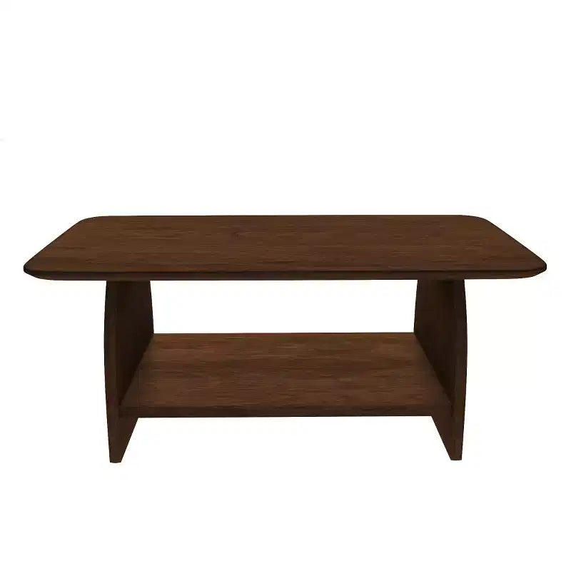 Modern Double-Layer Coffee Table with Storage Shelf, Retro Rectangular Center Table for Living Rooms or Apartments - Panipeachy