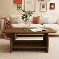 Modern Double-Layer Coffee Table with Storage Shelf, Retro Rectangular Center Table for Living Rooms or Apartments - Panipeachy