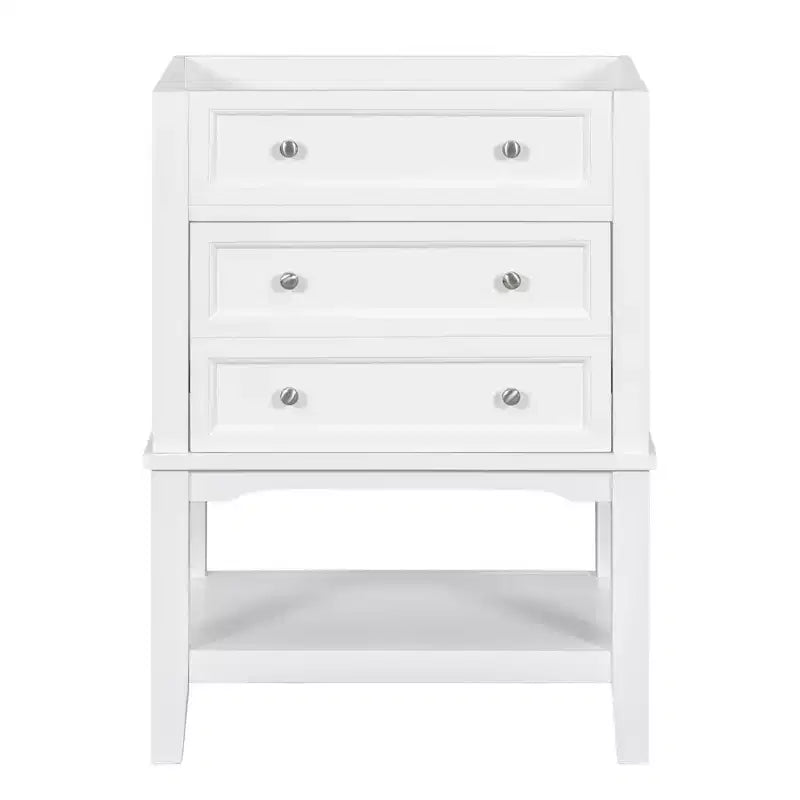 MAYEERTY 24 Bathroom Vanity without Sink Solid Wood Frame Storage Drawer Open Shelf White