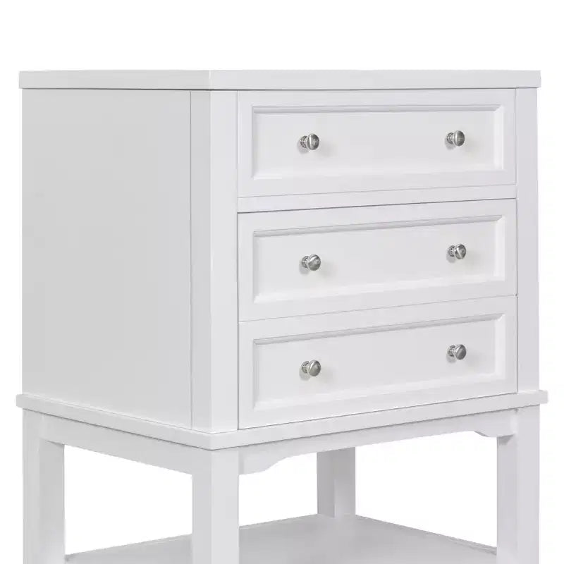 MAYEERTY 24 Bathroom Vanity without Sink Solid Wood Frame Storage Drawer Open Shelf White