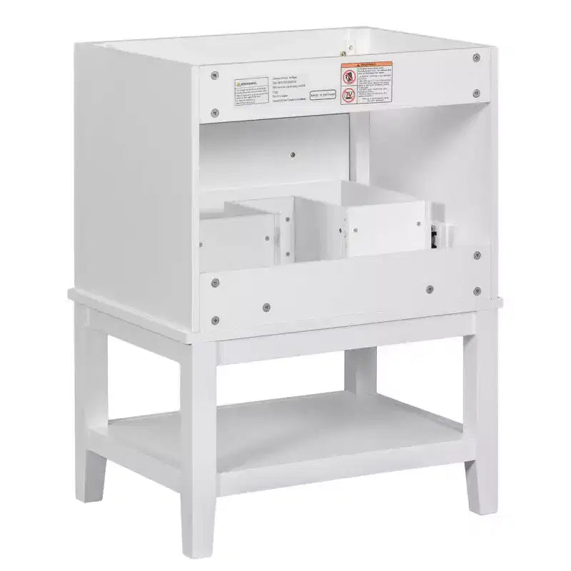 MAYEERTY 24 Bathroom Vanity without Sink Solid Wood Frame Storage Drawer Open Shelf White