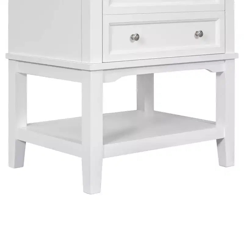 MAYEERTY 24 Bathroom Vanity without Sink Solid Wood Frame Storage Drawer Open Shelf White