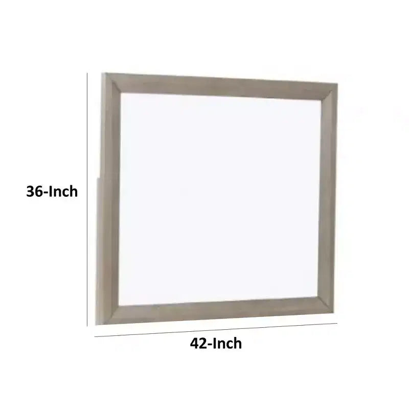 Royal Hampton Vanity Dresser Mirror, Rustic Natural Oak Brown Wood 36x42