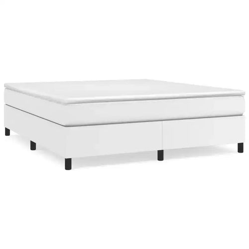 Bed Frame White Faux leather, plywood, engineered wood King