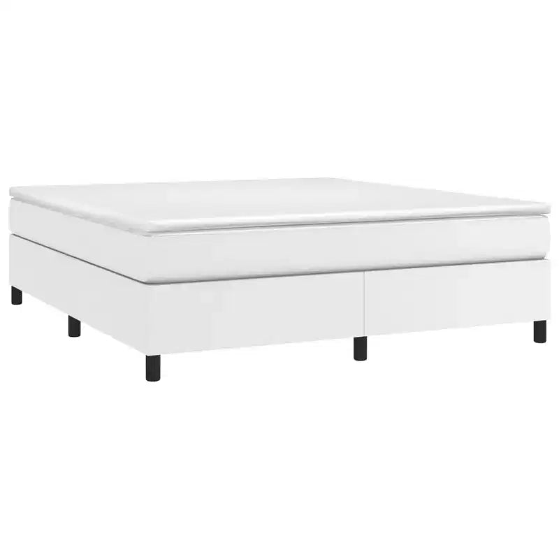 Bed Frame White Faux leather, plywood, engineered wood King