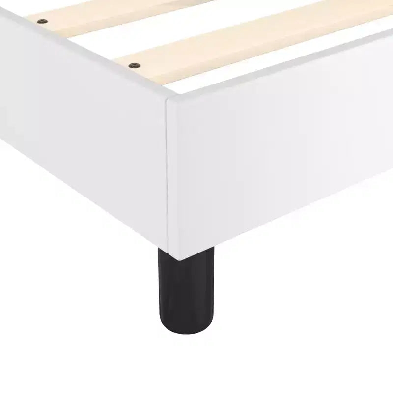 Bed Frame White Faux leather, plywood, engineered wood King