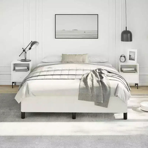 Bed Frame White Faux leather, plywood, engineered wood Queen