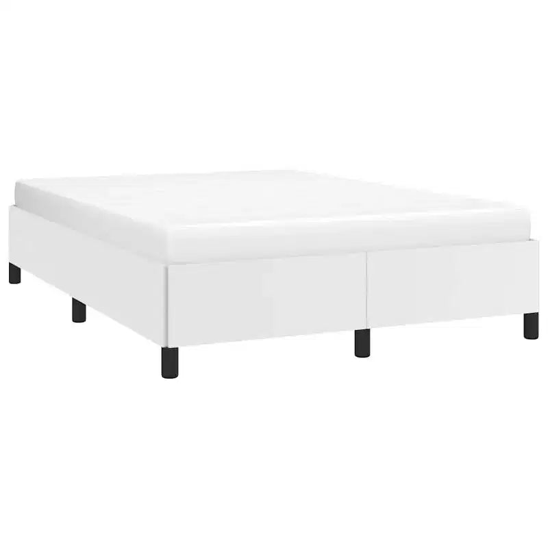 Bed Frame White Faux leather, plywood, engineered wood Queen