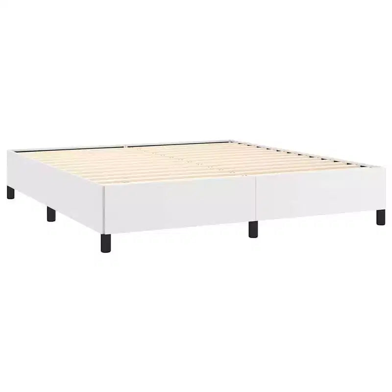 Bed Frame White Faux leather, plywood, engineered wood Queen