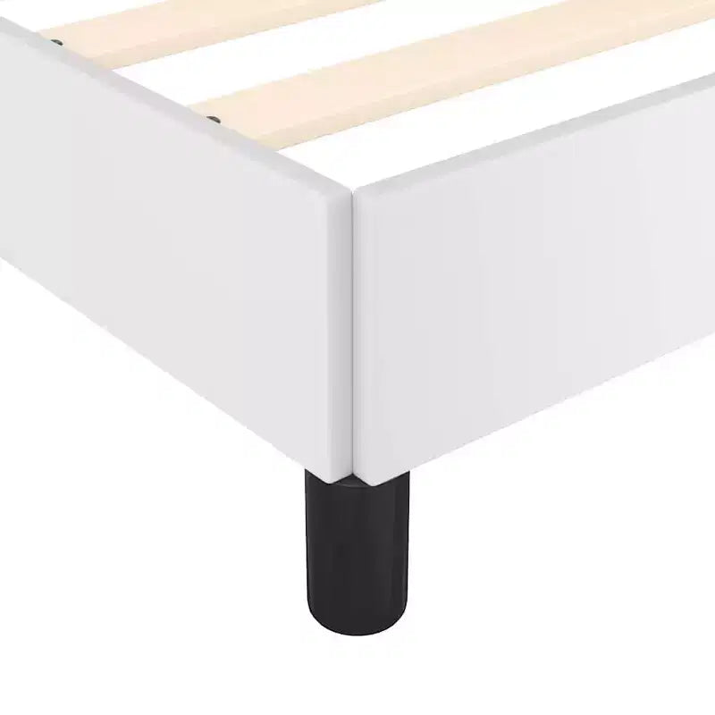 Bed Frame White Faux leather, plywood, engineered wood Queen