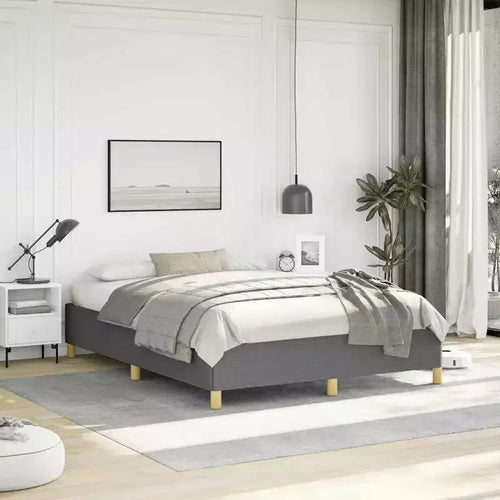 Bed Frame Dark Gray Polyester Queen Bed Frame Rectangular