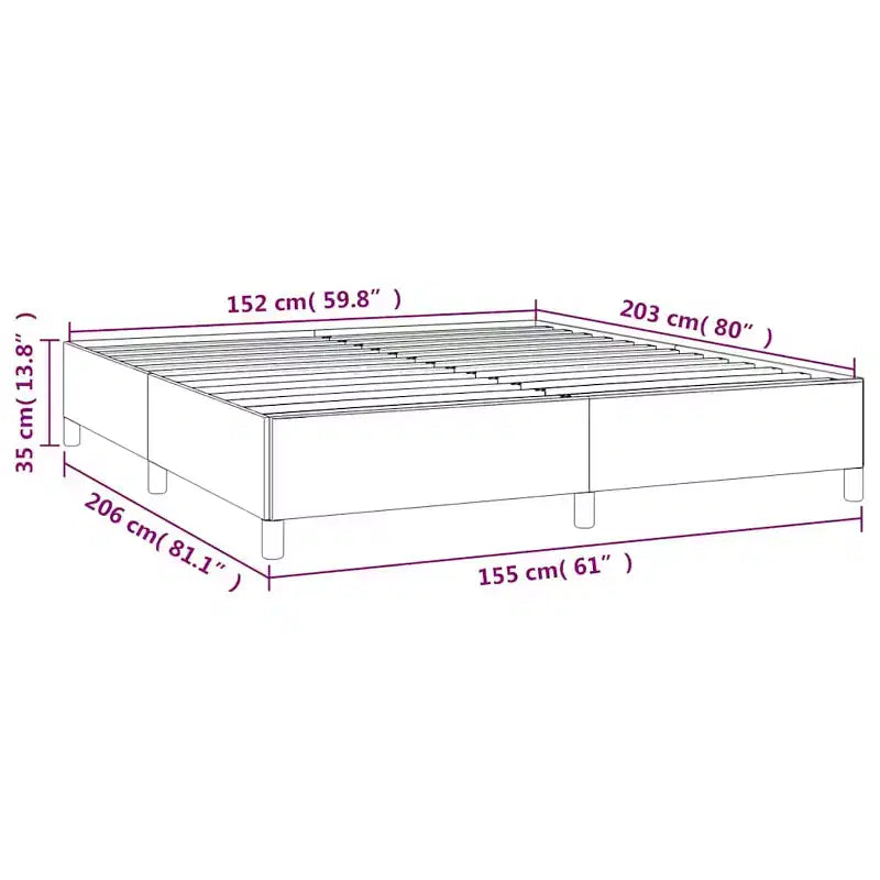 Bed Frame Dark Gray Polyester Queen Bed Frame Rectangular