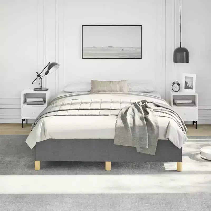 Bed Frame Dark Gray Polyester Queen Bed Frame Rectangular